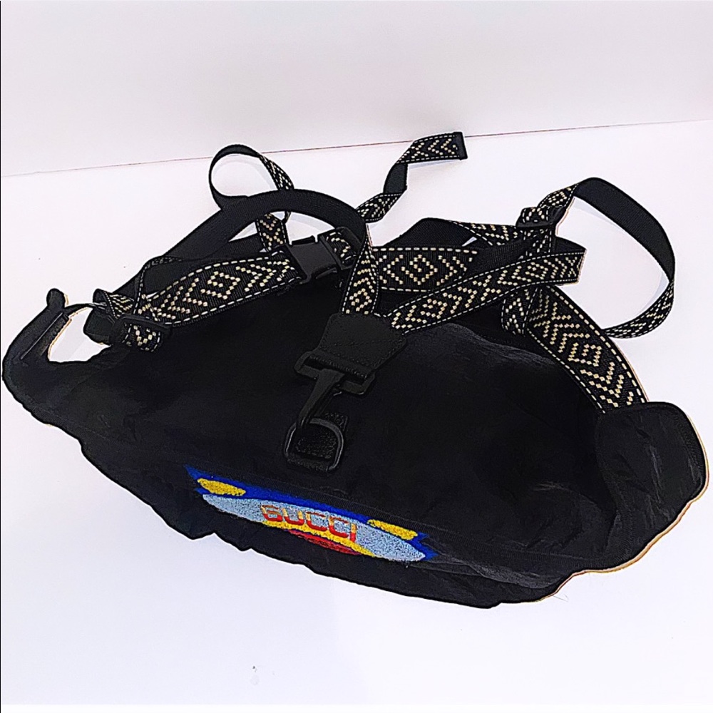 Authentic Gucci Black Nylon Embroidered Logo “Loved” 2 Way Backpack/Body Bag - Picture 6 of 13